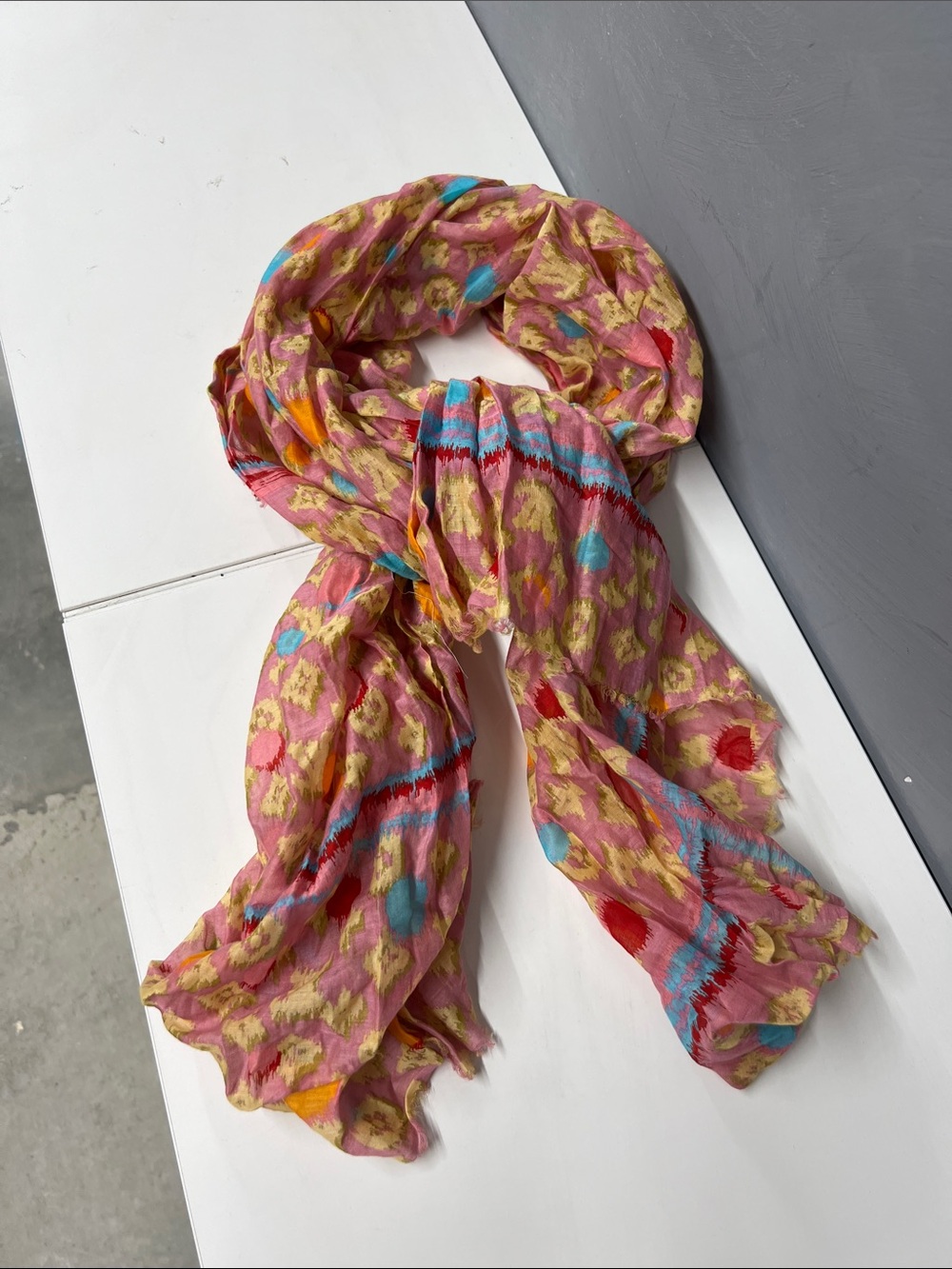 Louis Vuitton Pink Multi-Color Patterned Cotton Scarf